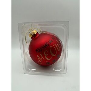 Funny Cat Christmas Ornament You Had Me At‎ Meow Red Paw Print Gift